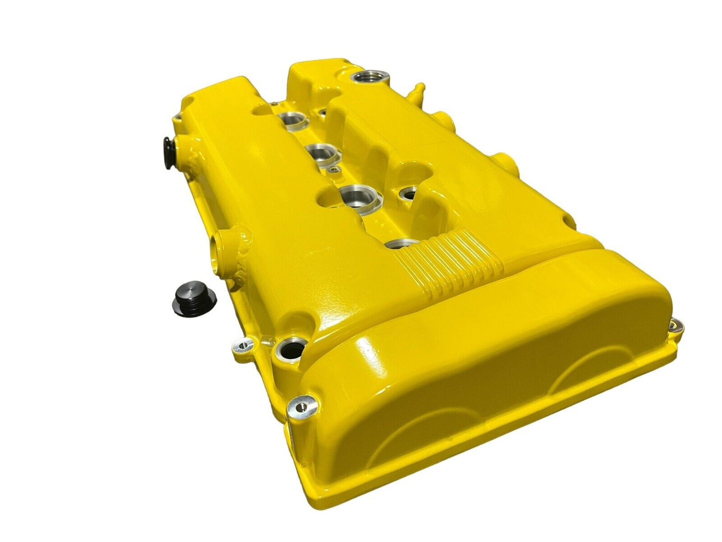 JackSpania Racing B Series Vented Valve Cover Baffle for Honda Acura B16 B18 VTEC engine, with AN10 fittings and DOHC design.