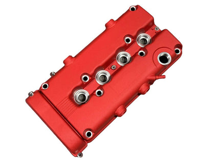 JackSpania Racing B Series vented valve cover baffle for Honda B16 B18 VTEC engines, featuring AN10 fitting and durable construction.