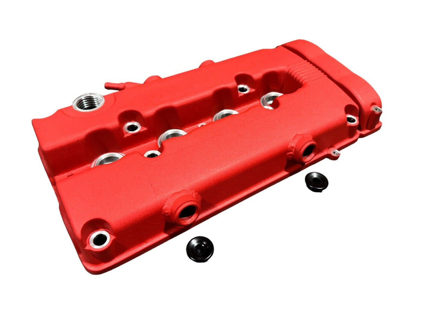 JackSpania Racing B Series vented valve cover baffle for Honda B16 B18 VTEC engines with AN10 fittings, engine parts for performance tuning.