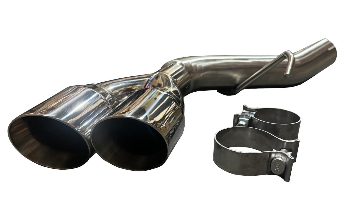 JackSpania Racing axle back delete exhaust for Chevy GMC Avalanche Tahoe Suburban Yukon 5.3L, made of 304 stainless steel.