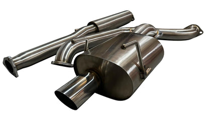 Stainless steel 2.5" 3” catback exhaust muffler for Honda Civic Hatch 92-95 EG, by JackSpania Racing, with 76mm piping.