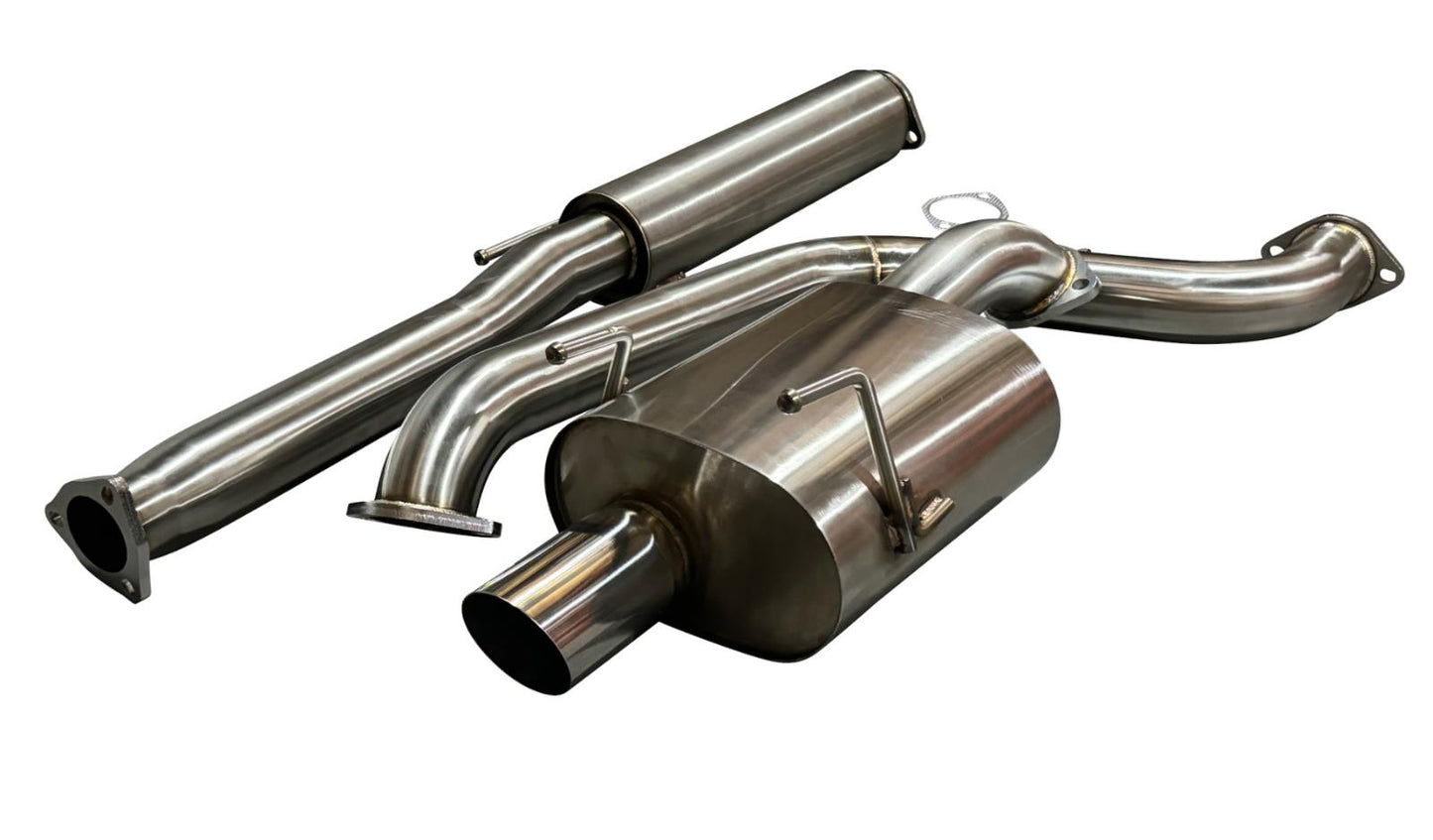 Stainless steel 2.5" 3” catback exhaust muffler for Honda Civic Hatch 92-95 EG, by JackSpania Racing, with 76mm pipe.