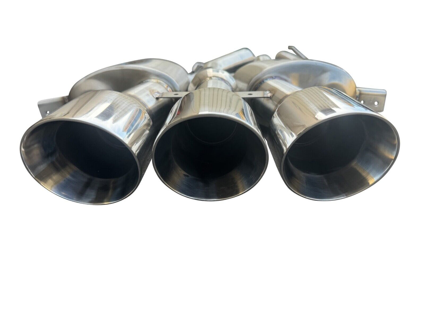 3-inch stainless steel catback exhaust muffler for Honda Civic FK8 Type R 2017+ by JackSpania Racing, showing polished finish and piping.