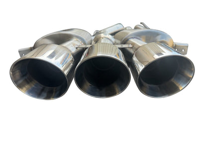 3-inch stainless steel catback exhaust muffler for Honda Civic FK8 Type R 2017+ by JackSpania Racing, showing polished finish and piping.