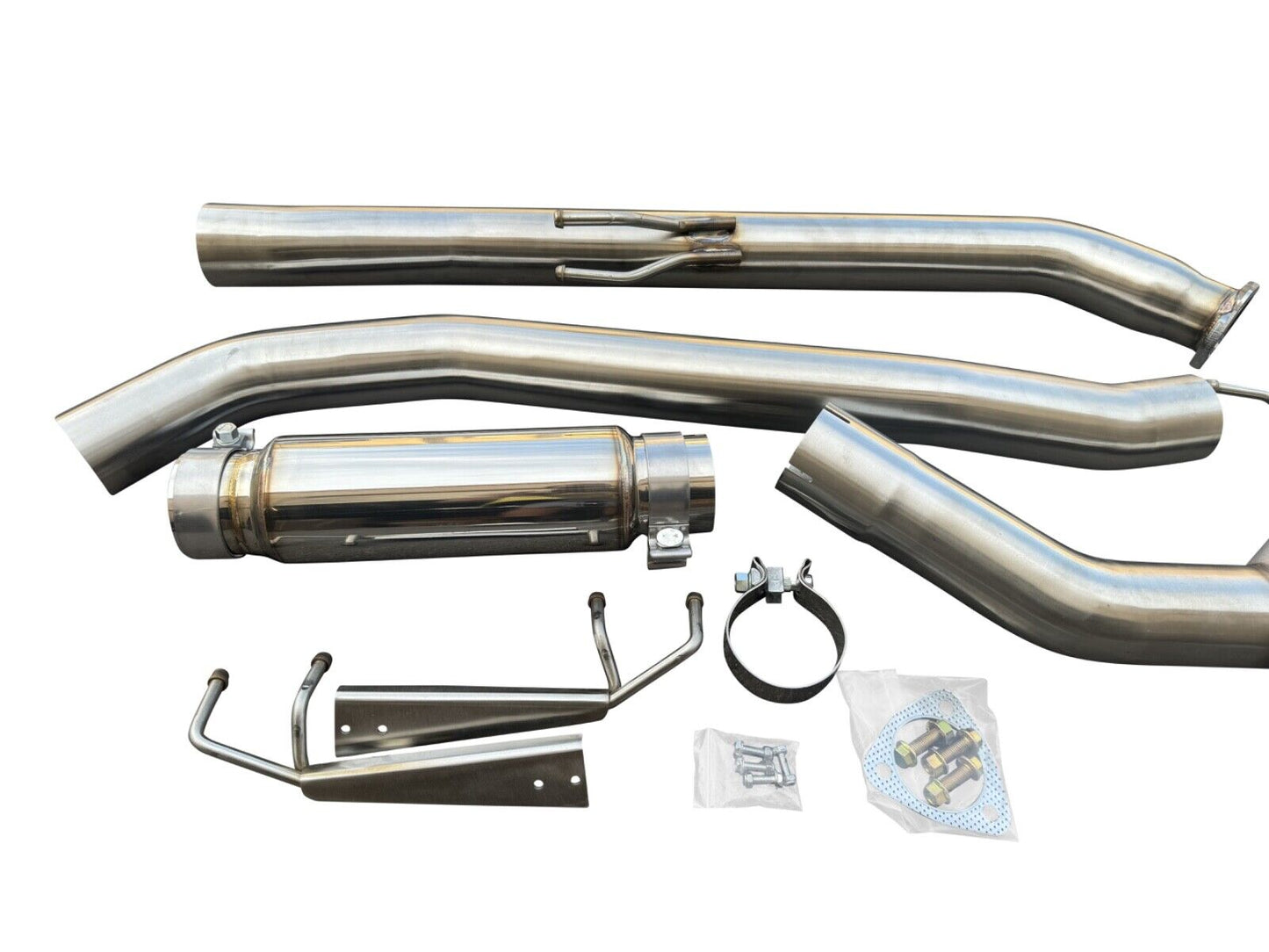Stainless steel 3-inch catback exhaust muffler for Honda Civic FK8 Type R 2017+ by JackSpania Racing, shown with polished finish.
