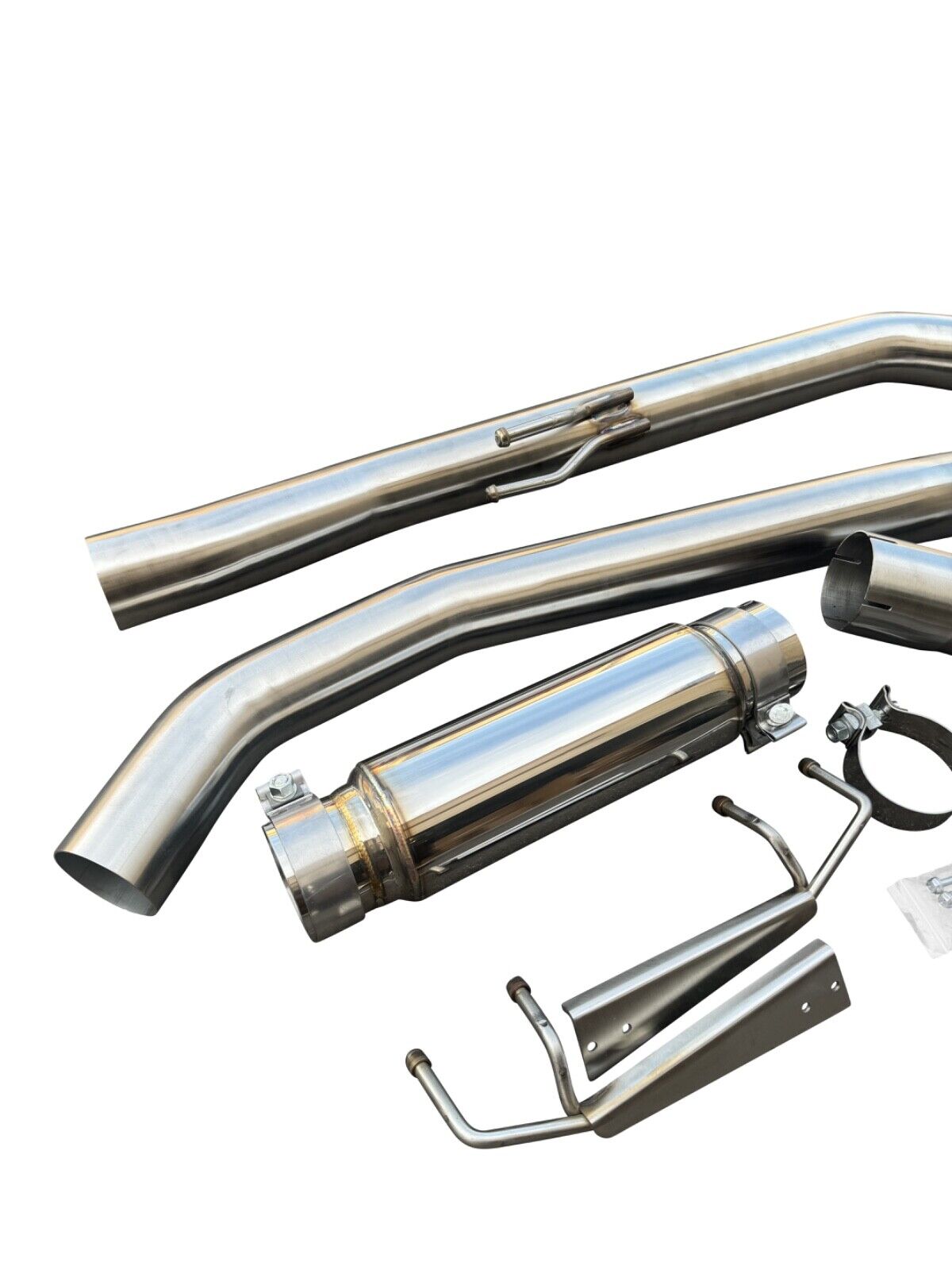 3-inch stainless steel catback exhaust muffler for Honda Civic FK8 Type R 2017+ by JackSpania Racing, with polished finish and piping details.