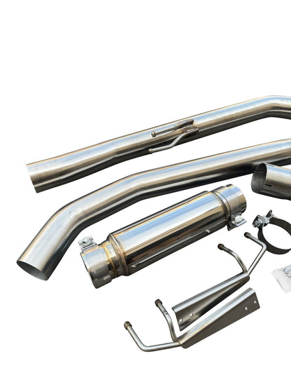 3-inch stainless steel catback exhaust muffler for Honda Civic FK8 Type R 2017+ by JackSpania Racing, with polished finish and piping details.