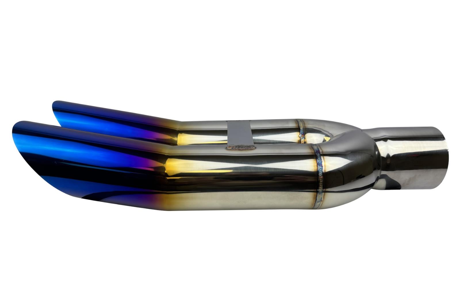 JackSpania Racing dual tip stainless steel blast pipe with 3-inch diameter for Bosozoku-style exhaust, shown from angle view