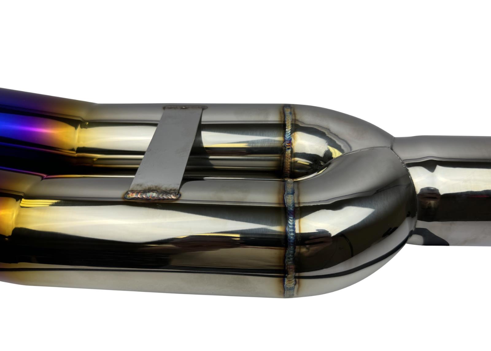 Dual tip stainless steel blastpipe from JackSpania Racing, 3-inch exhaust part for Bosozoku style vehicles, showcasing polished metal finish.