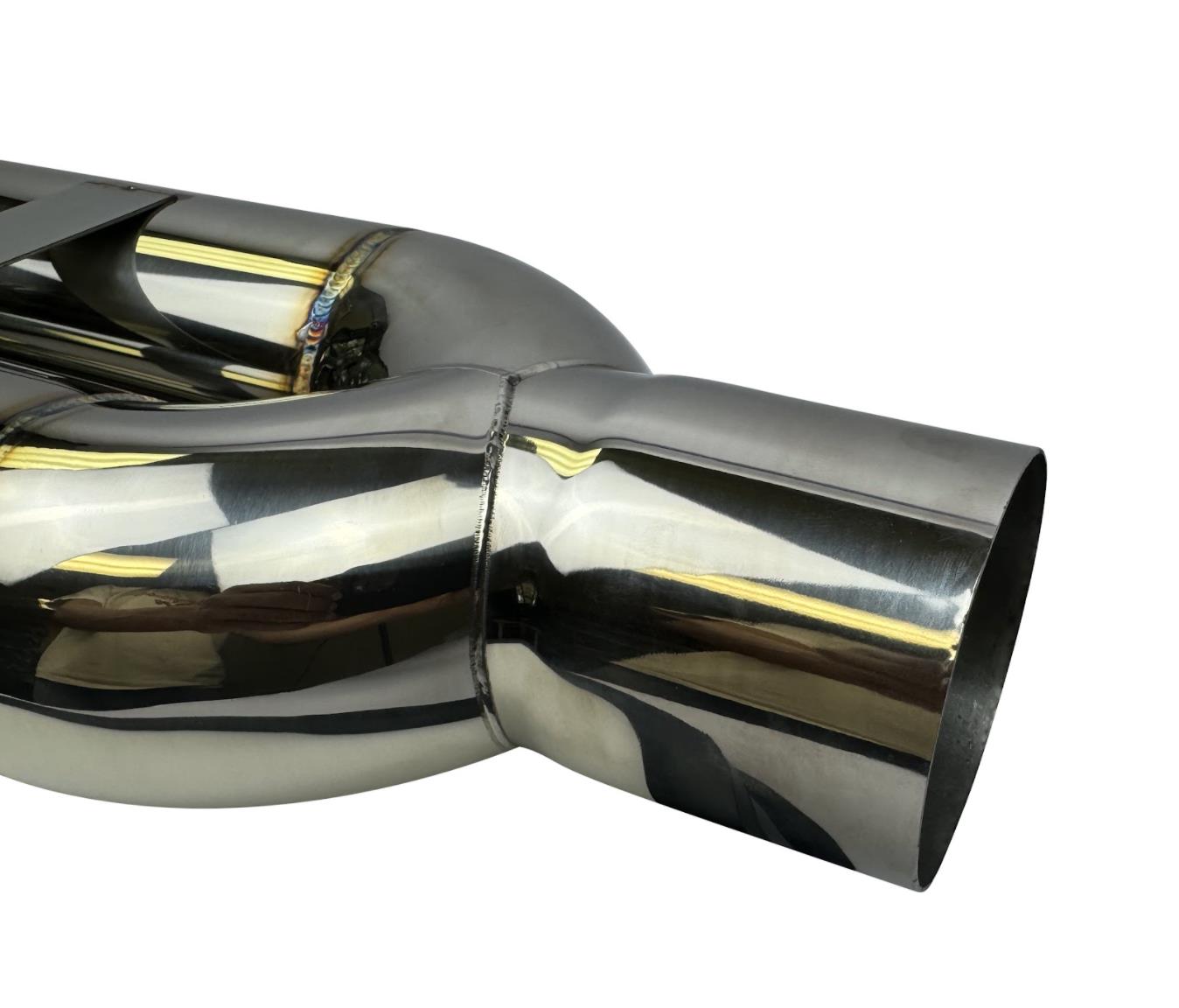 Dual tip stainless steel blastpipe from JackSpania Racing, 3-inch Bosozoku-style exhaust pipe with polished finish.