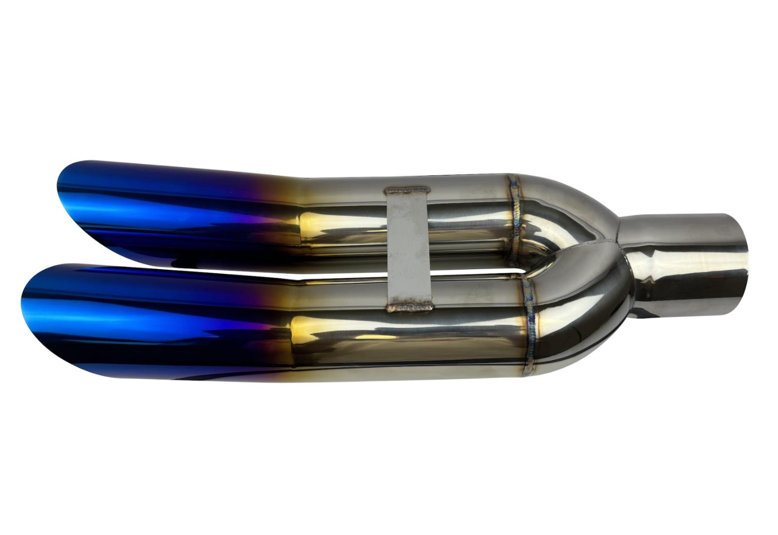 Dual tip stainless steel blast pipe from JackSpania Racing, 3-inch Bosozoku exhaust part with polished finish.