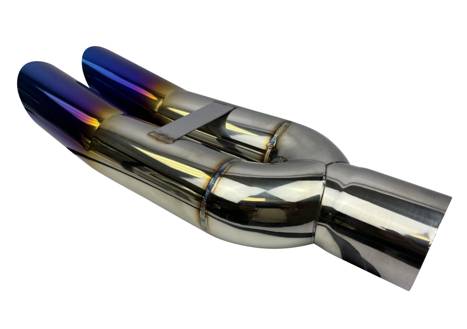 Dual tip stainless steel blast pipe by JackSpania Racing, 3-inch exhaust part with a sleek, polished finish for Bosozoku style.