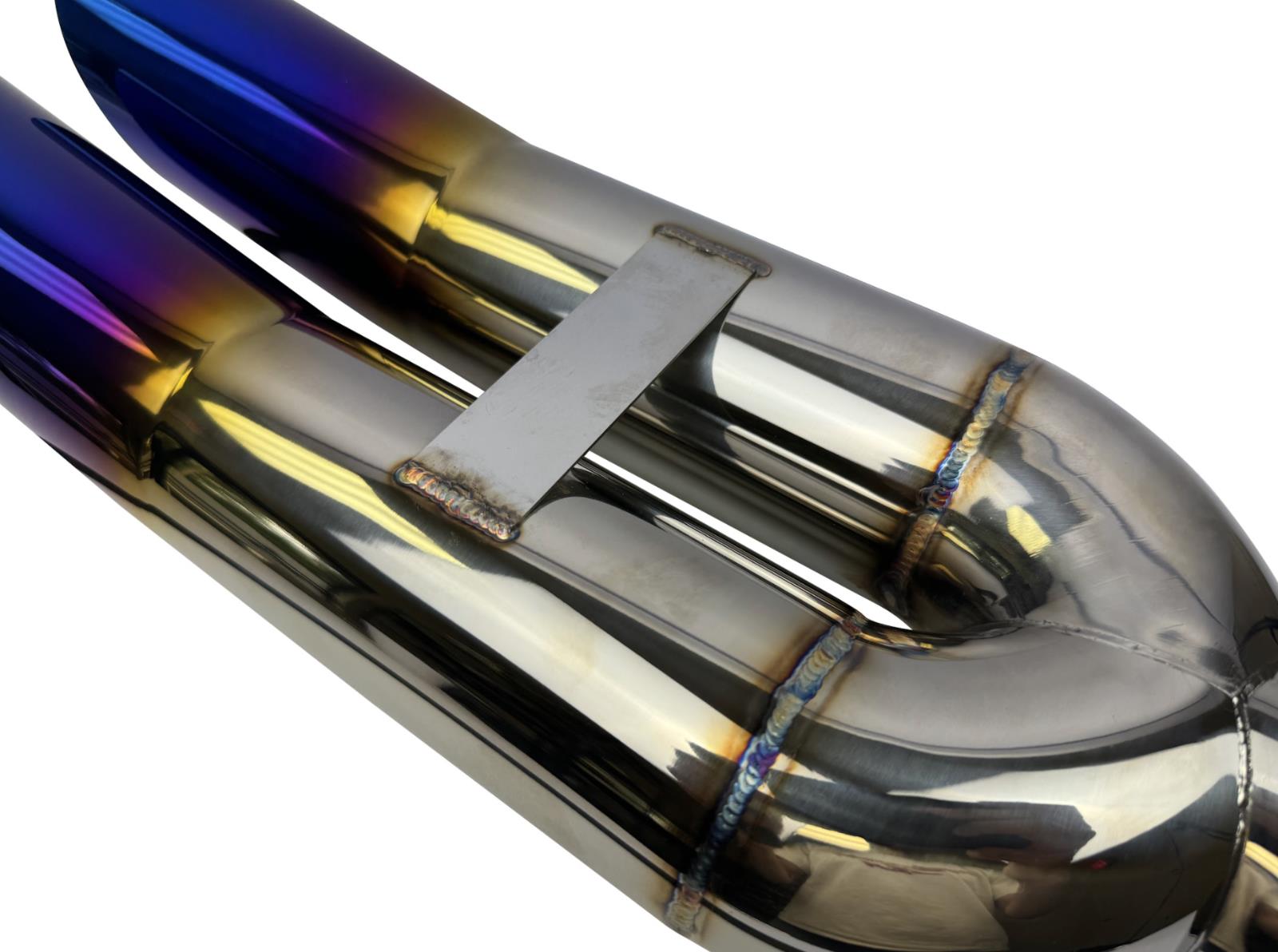 Dual tip stainless steel blast pipe for exhaust system, Bosozoku style, 3-inch diameter, by JackSpania Racing.
