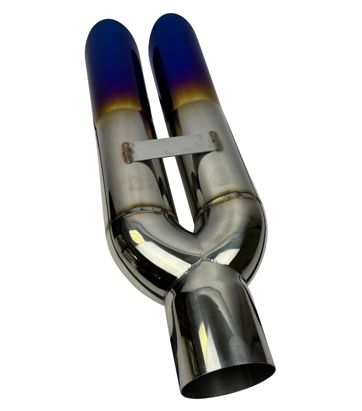Dual tip stainless steel blastpipe exhaust part from JackSpania Racing, 3-inch bosozoku style blast pipe for modified cars.