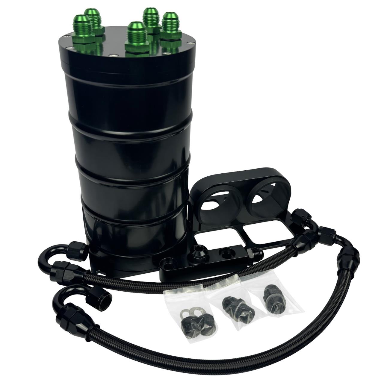 Dual External Fuel Surge Tank 1.5L Canister 6AN Supports 1500HP For Bosch 044 - JackSpania Racing