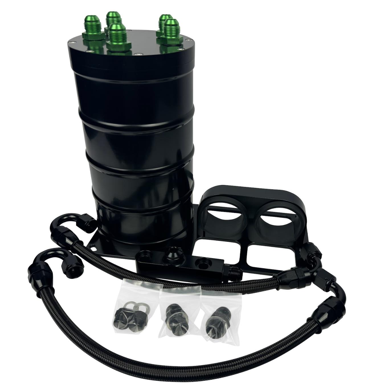 Dual External Fuel Surge Tank 1.5L Canister 6AN Supports 1500HP For Bosch 044 - JackSpania Racing