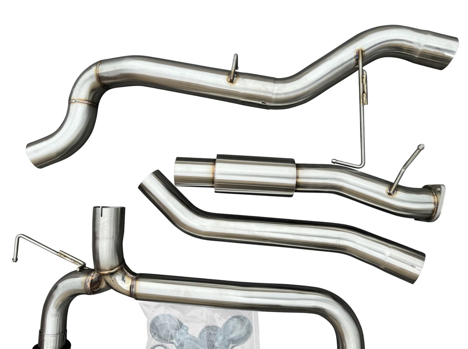 JackSpania Racing 2021+ Ford Bronco catback exhaust with dual wall design, turbo axle back delete, for 2.3L and 2.7L engines.