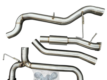 JackSpania Racing 2021+ Ford Bronco catback exhaust with dual wall design, turbo axle back delete, for 2.3L and 2.7L engines.