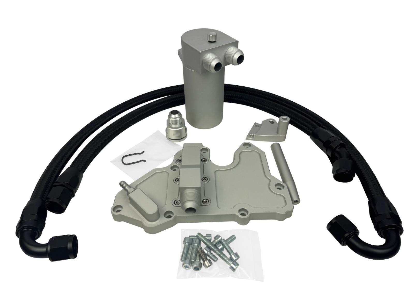 JackSpania Racing billet oil catch can with hoses for VW MK7 Golf GTI 1.8T TSI and 2.0T turbo engine, engine parts kit