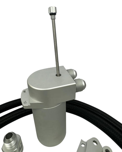 Billet oil catch can for VW MK7 Golf GTI 1.8T TSI 2.0T engine, with breather hoses, by JackSpania Racing.