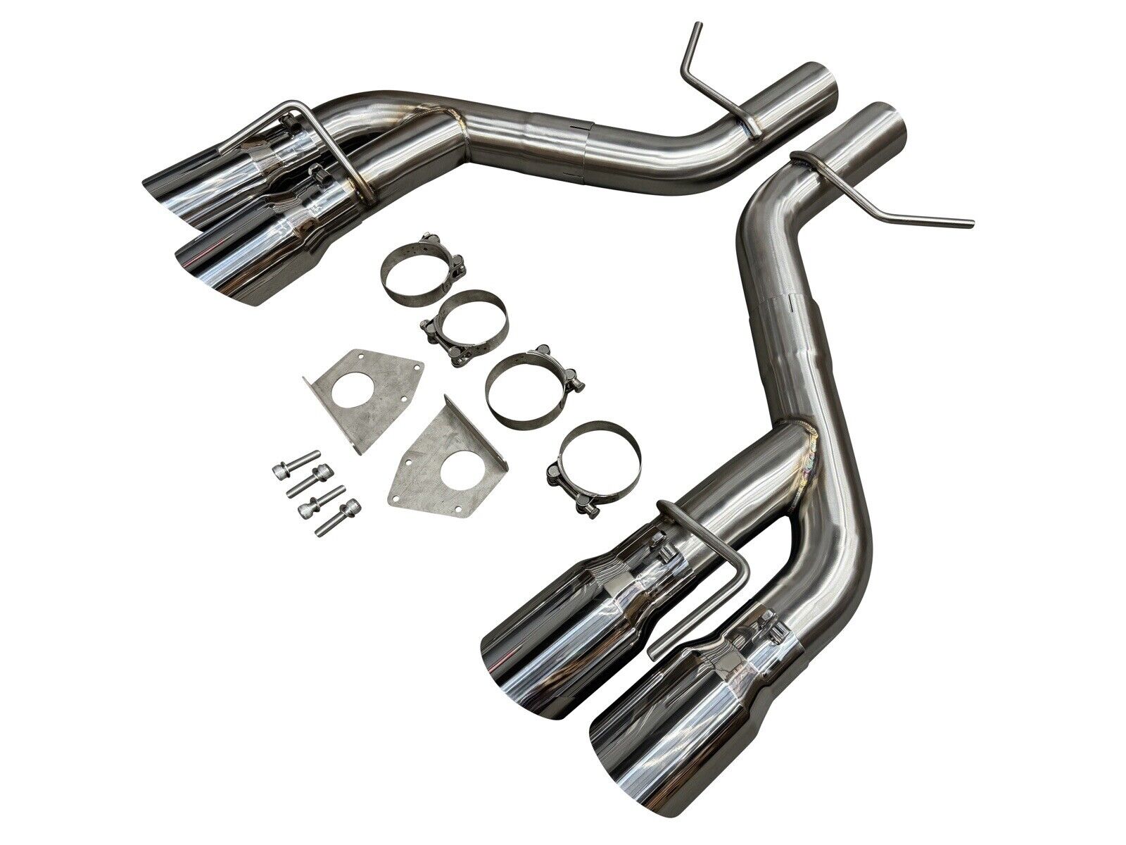 Stainless steel Axle Back Delete muffler removal for Chevy Camaro SS ZL1 V8 2016-2023, branded JackSpania Racing, exhaust parts.