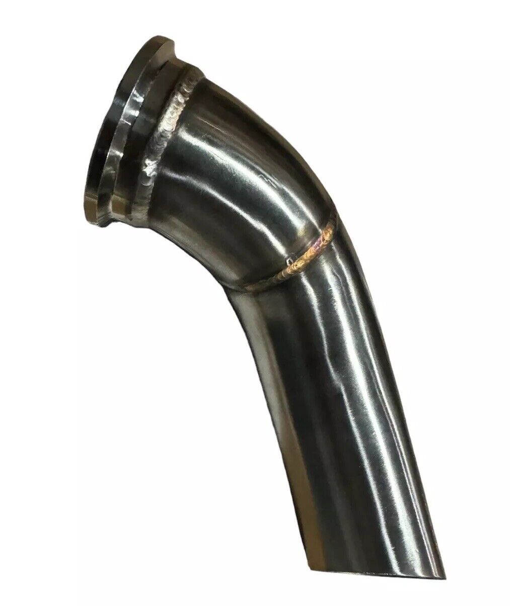 Stainless steel wastegate dump tube by JackSpania Racing, 38mm, 44mm, or 60mm size, compatible with TiAL fitment, engine parts.