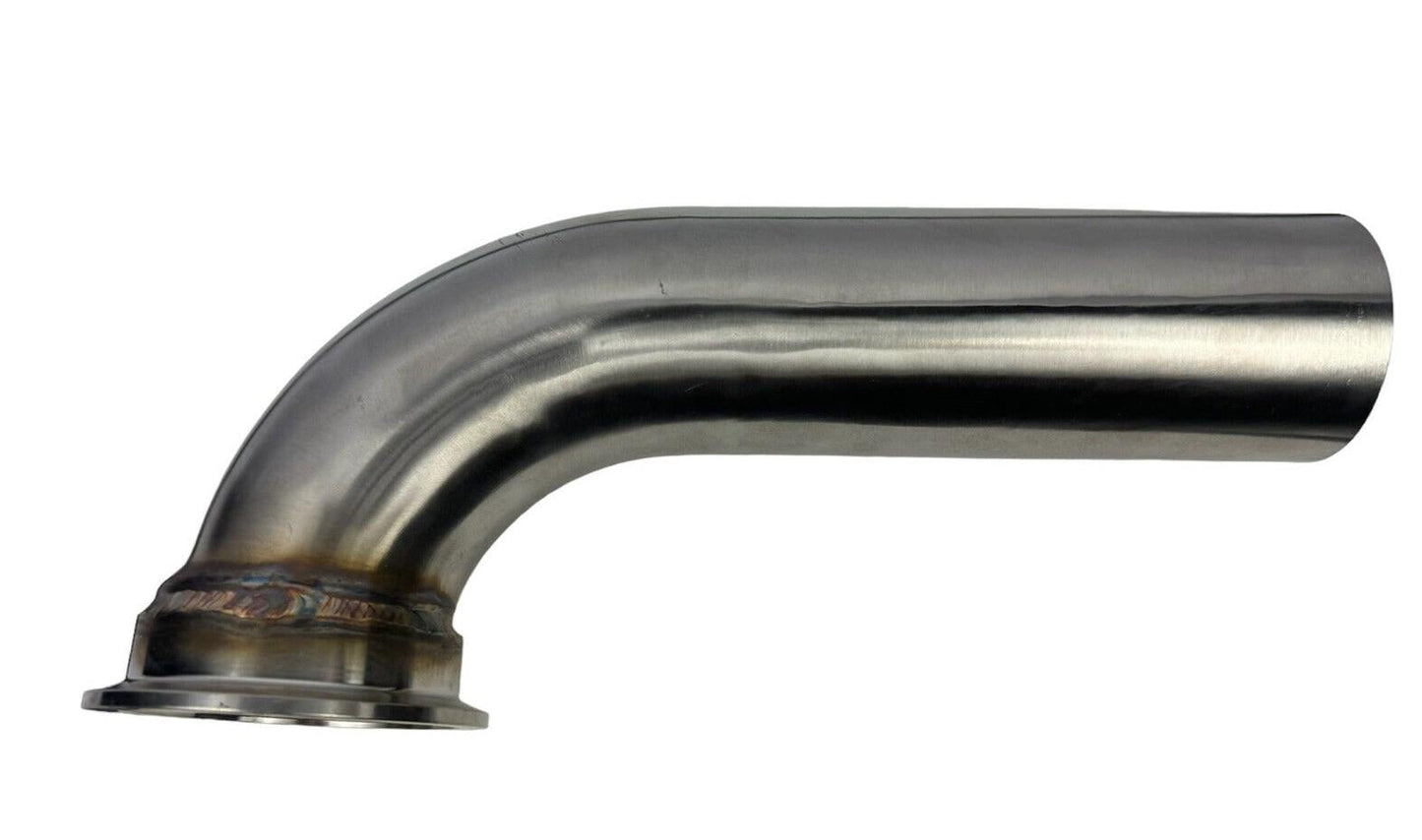 Stainless steel wastegate dump tube in 38mm, 44mm, or 60mm for TiAL fitment, by JackSpania Racing, engine performance part