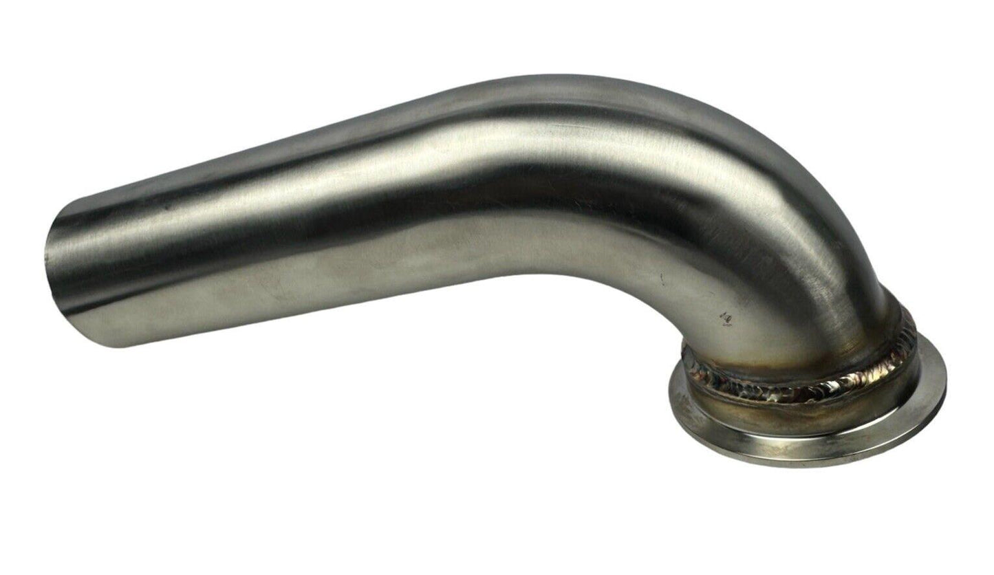 JackSpania Racing stainless steel wastegate dump tube in 38mm, 44mm, or 60mm size, compatible with TiAL fitment, engine parts.
