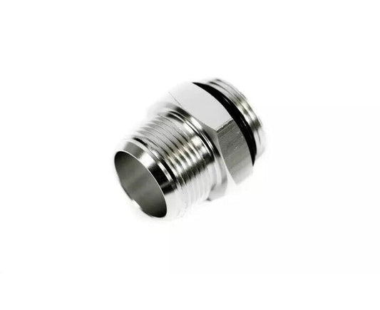 JackSpania Racing billet coolant housing with 16AN to 16AN fitting for engine cooling system replacement and upgrade.