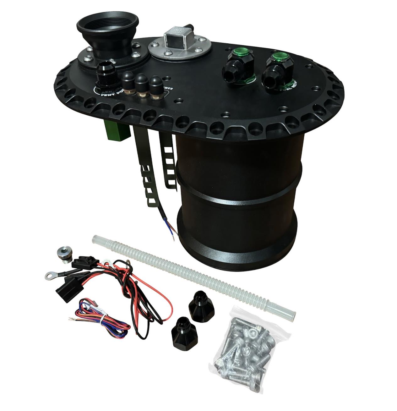 JackSpania Racing Fuel Cell Surge Tank FCST for external high-flow fuel pump, engine parts for improved fuel system performance