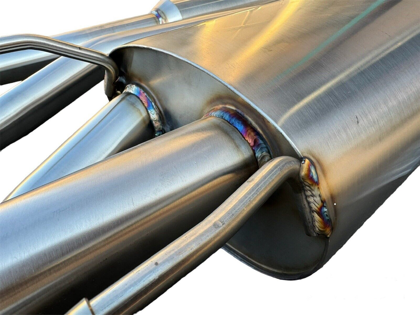 JackSpania Racing catback exhaust for 2013-2020 Subaru BRZ, Scion FR-S, AE86, and FRS with resonator muffler, showing polished metal components.