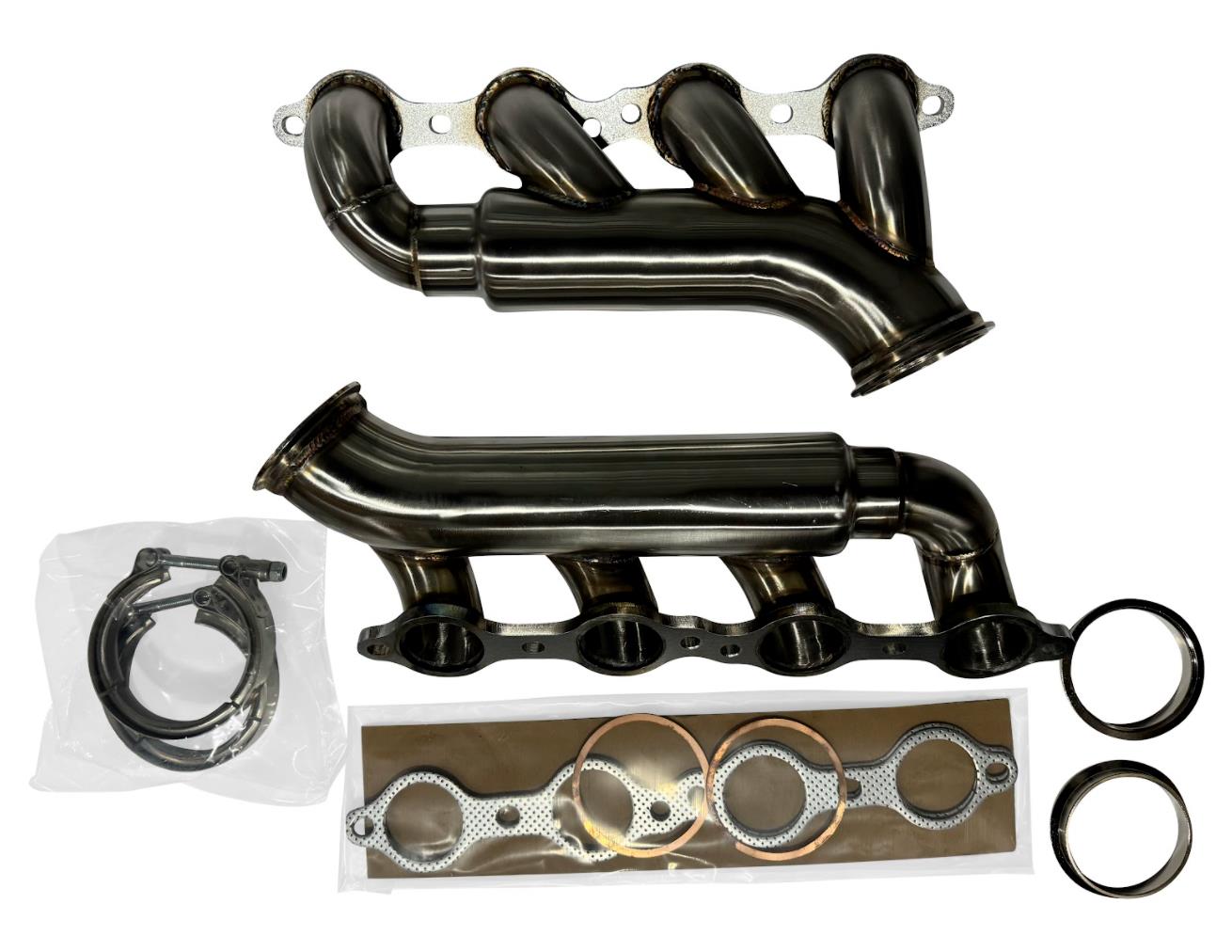 JackSpania Racing F Body LS LS1 LS2 LSX turbo manifolds with 3-inch turbo headers and 1.5-inch primary pipes for V8 engines