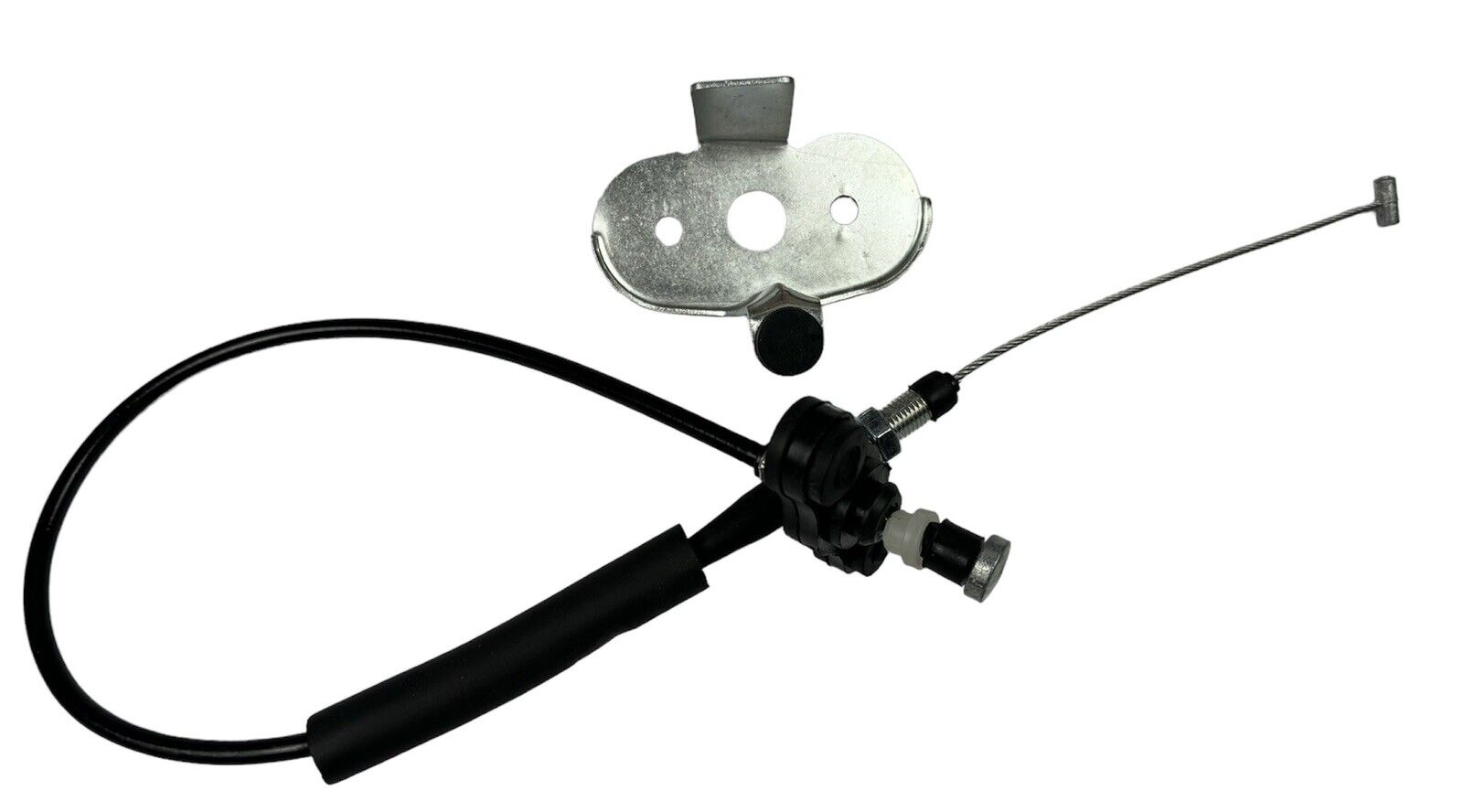 JackSpania Racing throttle cable for 2JZGTE, 2JZGE, RB20, RB25, and 1JZ engine intake manifold, showing forward-facing design.