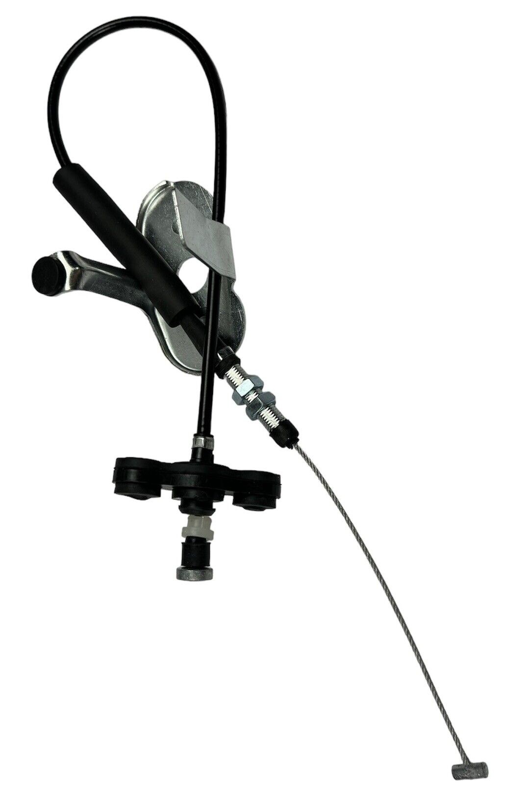 JackSpania Racing throttle cable for 2JZ and RB engines, showing forward-facing intake manifold and engine components.