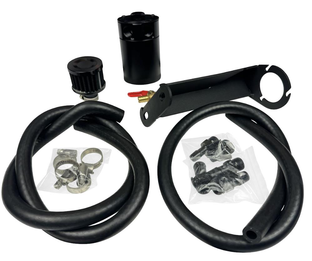 JackSpania Racing baffled oil breather catch can for Infiniti Q50 and Q60 3.0T VR30DDTT engine, PCV system.