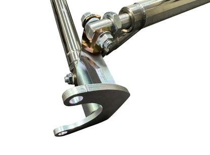 Polished tubular multipoint crossbar for Honda Civic EG6 1992-1995 suspension, by JackSpania Racing, shown in the image.