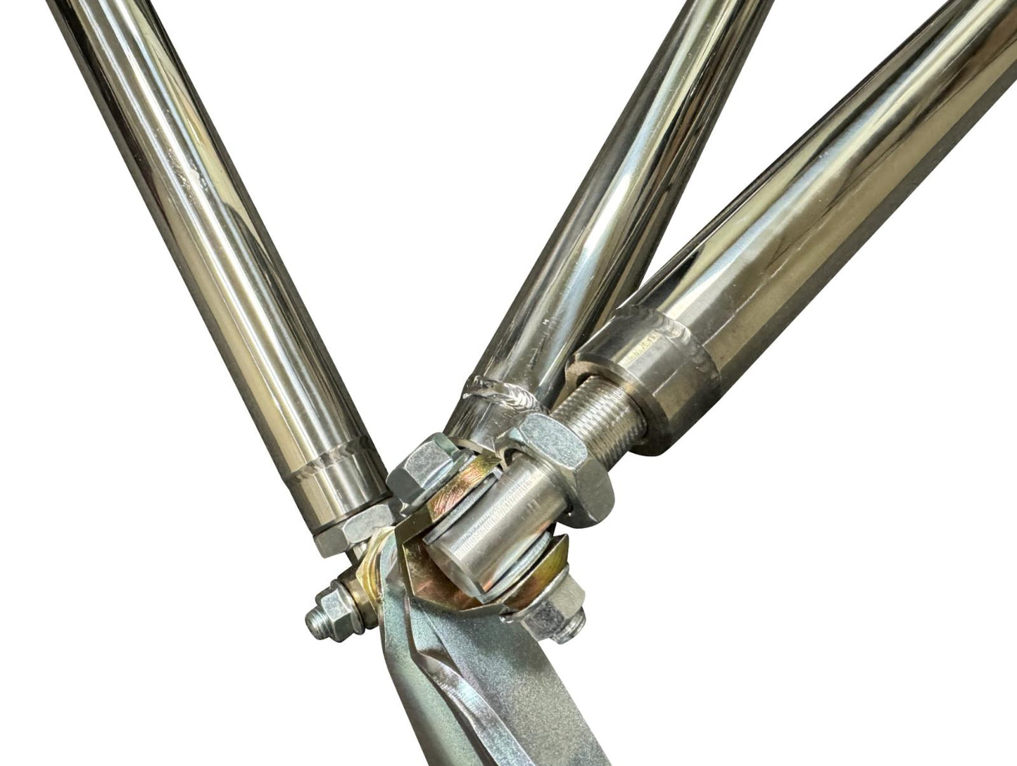 Polished tubular multipoint crossbar for Honda Civic EG6 1992-1995 suspension upgrade by JackSpania Racing, showing the X-Bar design.