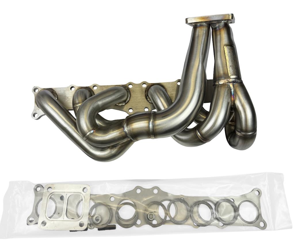 JackSpania Racing N54 top mount single front-facing turbo manifold for BMW 135i, 335i, 535i, and Z4, T3 T4 divided exhaust part