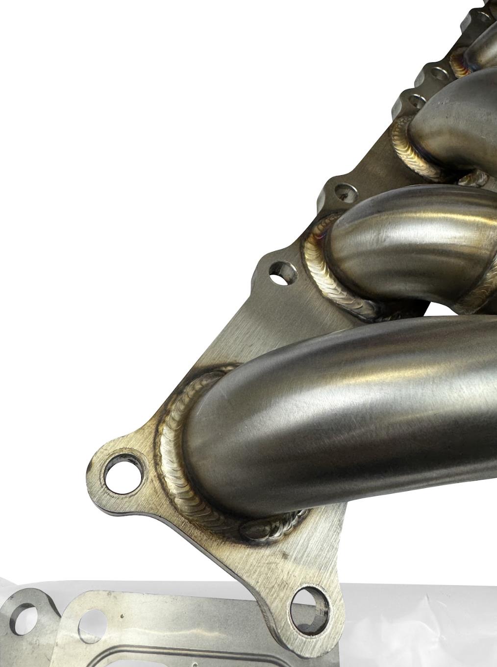 JackSpania Racing N54 top mount single front-facing turbo manifold for 135i, 335i, 535i, and Z4 with T3 T4 divided exhaust ports.