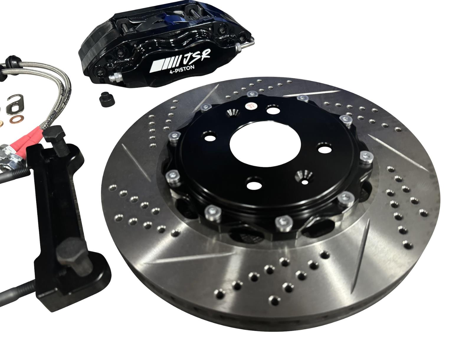 JackSpania Racing JSR Street Series big brake kit with 9.5-inch drilled and slotted rotors, caliper for 92-00 Honda Civic front