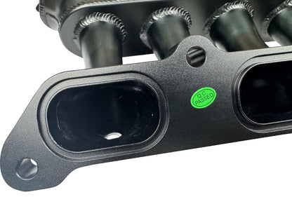 Front facing intake manifold fuel rail for BMW N54 3.0L engine, compatible with 135i, 535i, 335i, and Z4 models, by JackSpania Racing.
