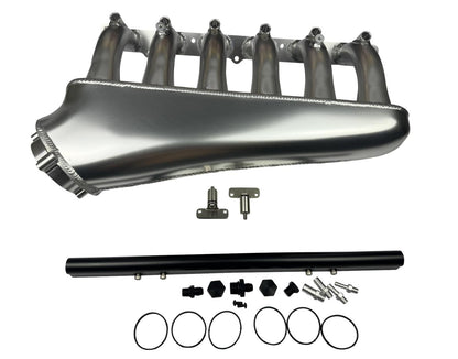 Front facing intake manifold fuel rail for BMW N54 3.0L engine, compatible with 135i, 535i, 335i, 335xi, Z4 by JackSpania Racing
