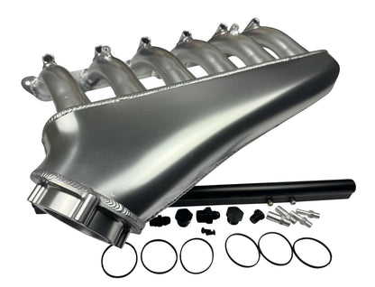 Front facing intake manifold fuel rail for BMW N54 3.0L engine, compatible with 135i, 535i, 335i, 335xi, Z4 by JackSpania Racing.
