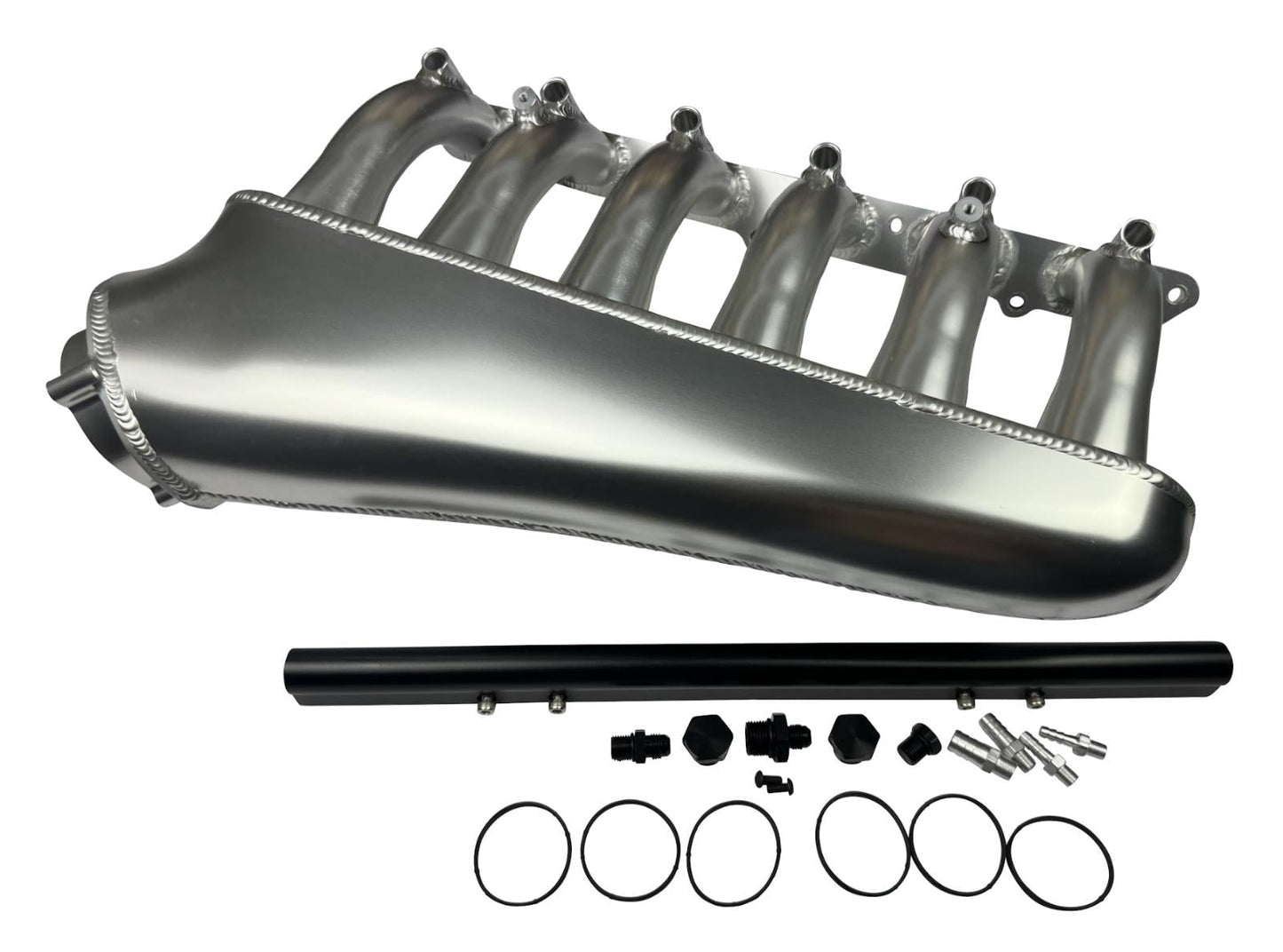 Front facing intake manifold fuel rail for BMW N54 3.0L engine, compatible with 135i, 535i, 335i, 335xi, Z4 by JackSpania Racing