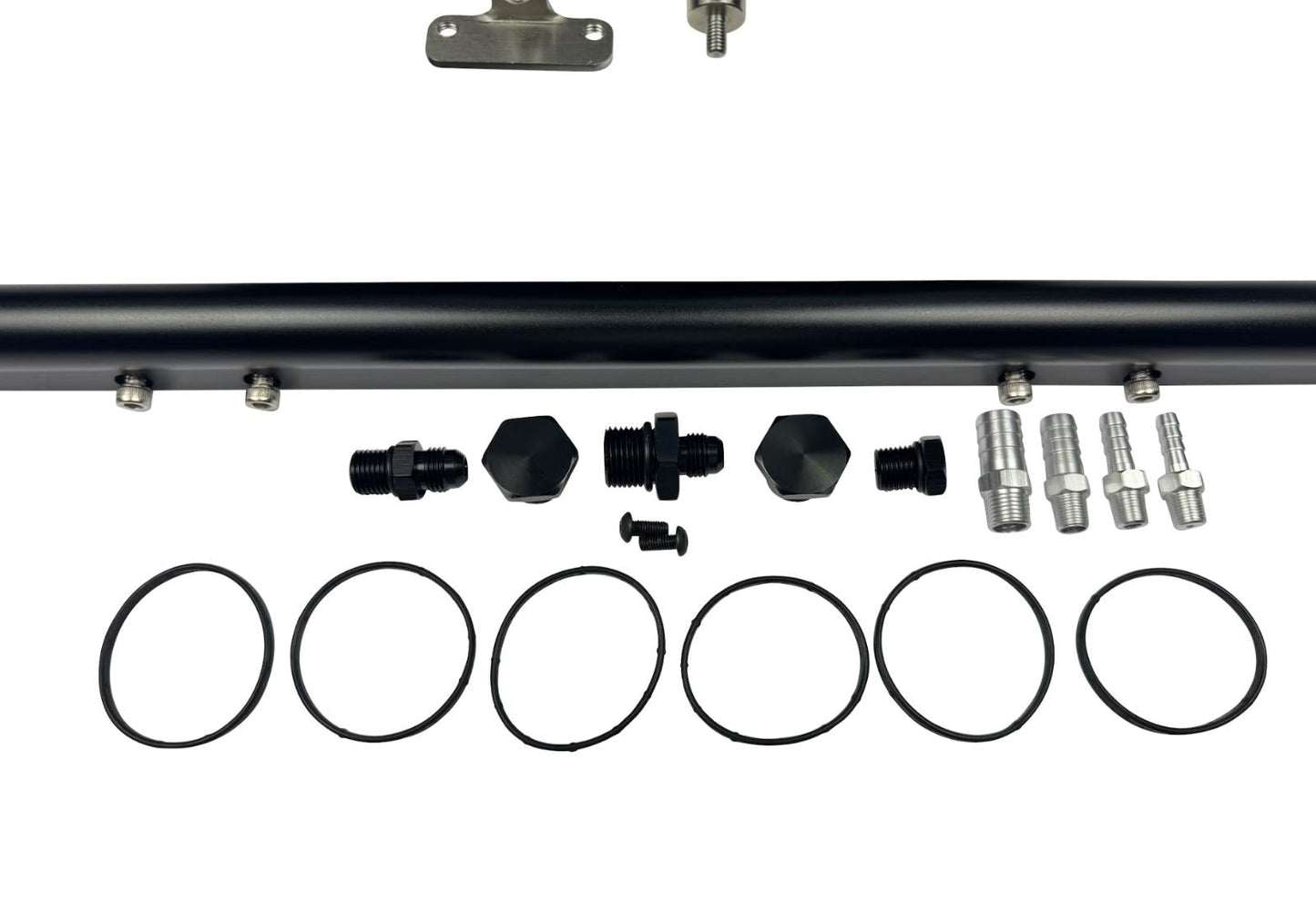 Front facing intake manifold fuel rail for BMW N54 3.0L engine, part of JackSpania Racing's BMW engine components.