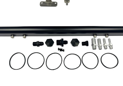 Front facing intake manifold fuel rail for BMW N54 3.0L engine, part of JackSpania Racing's BMW engine components.