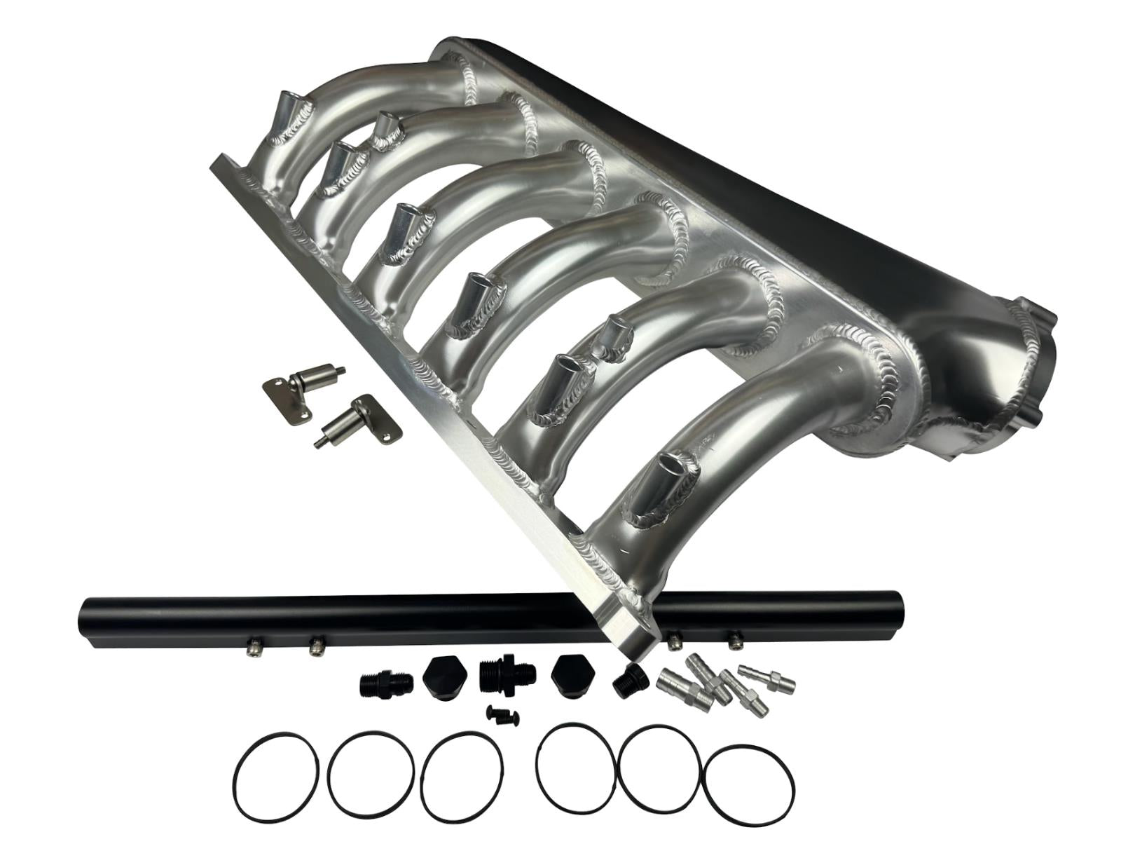 Front facing intake manifold fuel rail for BMW N54 3.0L engine, compatible with 135i, 535i, 335i, 335xi, Z4 by JackSpania Racing