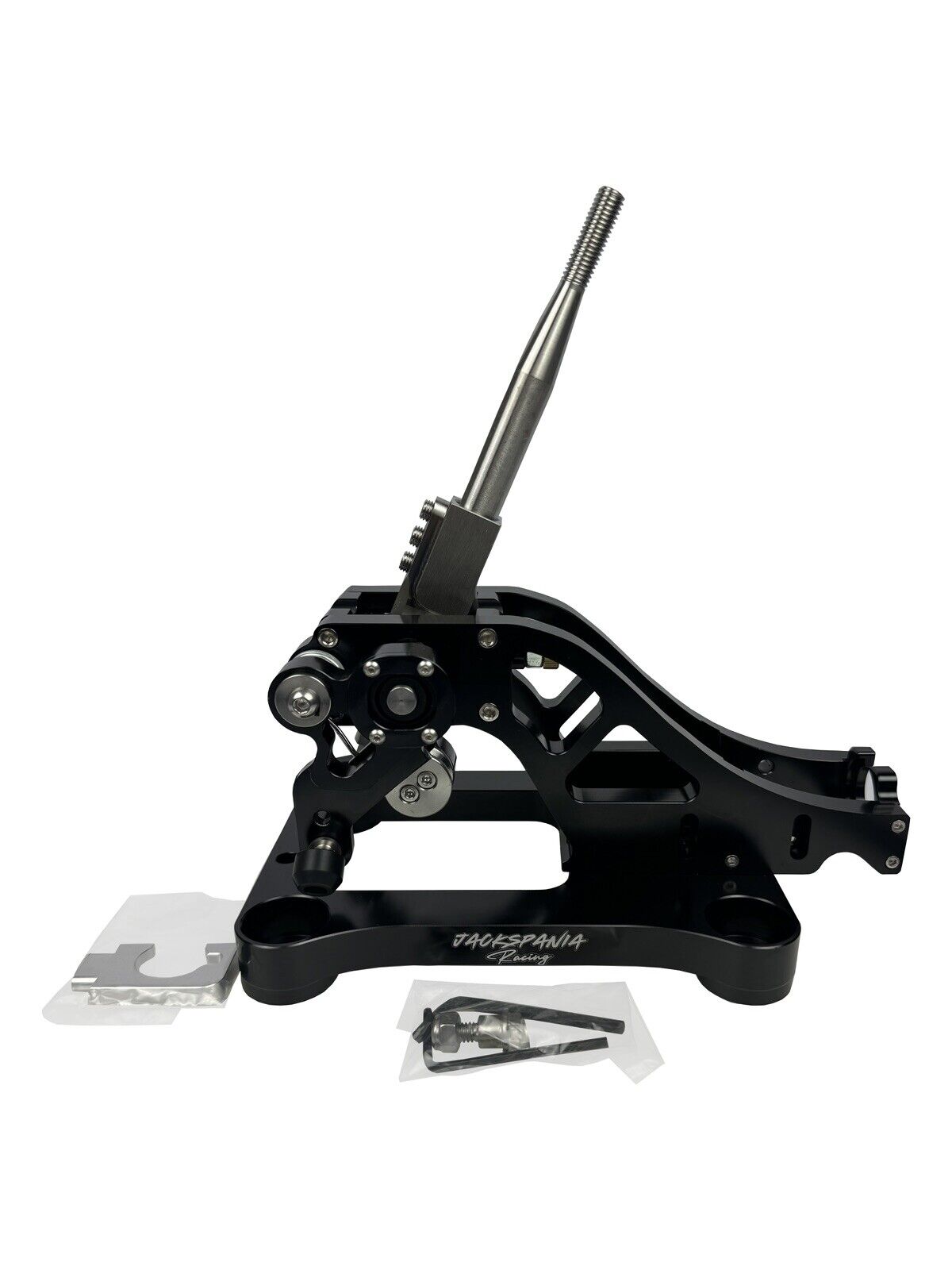 Jack Spania Racing billet shifter box assembly for TSX, TL, Accord AWD J B K series transmission parts, featuring metal construction.