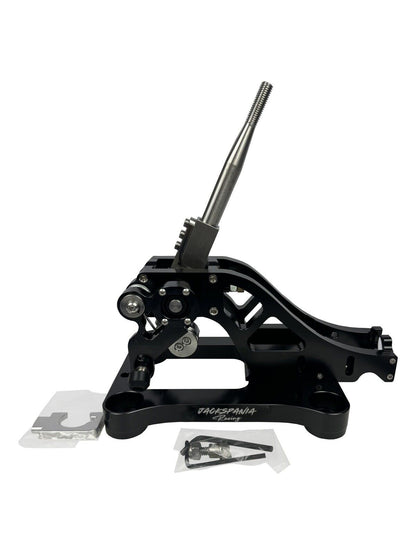 Jack Spania Racing billet shifter box assembly for TSX, TL, Accord AWD J B K series transmission parts, featuring metal construction.