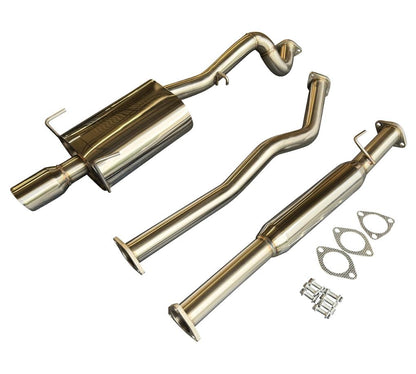 Stainless steel 2.5-inch exhaust system with muffler for 97-01 Honda CRV, CR-V, by JackSpania Racing, showing the exhaust pipes and muffler.